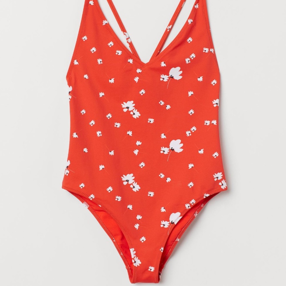Red V-neck Swimsuit